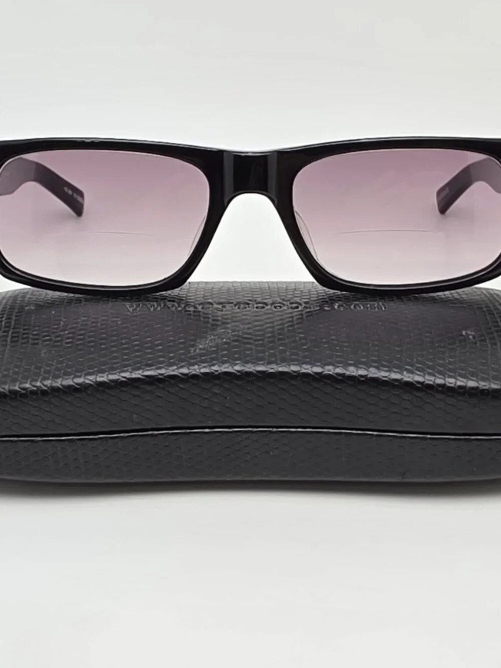 EyeBobs Huge Hefner Black Frame Brown Gradient +2.00 Bifocal Lens Sunglasses